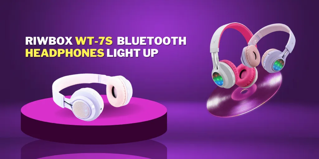 1. Riwbox WT-7S Bluetooth Headphones Light Up, Foldable Stero Wireless Headset :