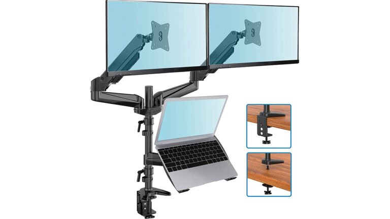 Dual Monitor Stand with Laptop Tray