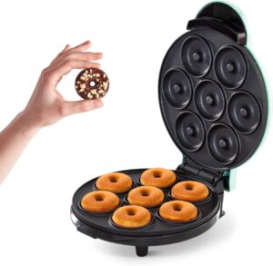 Mini Donut Maker (Non-Stick Surface) - Makes up to 7 Doughnuts