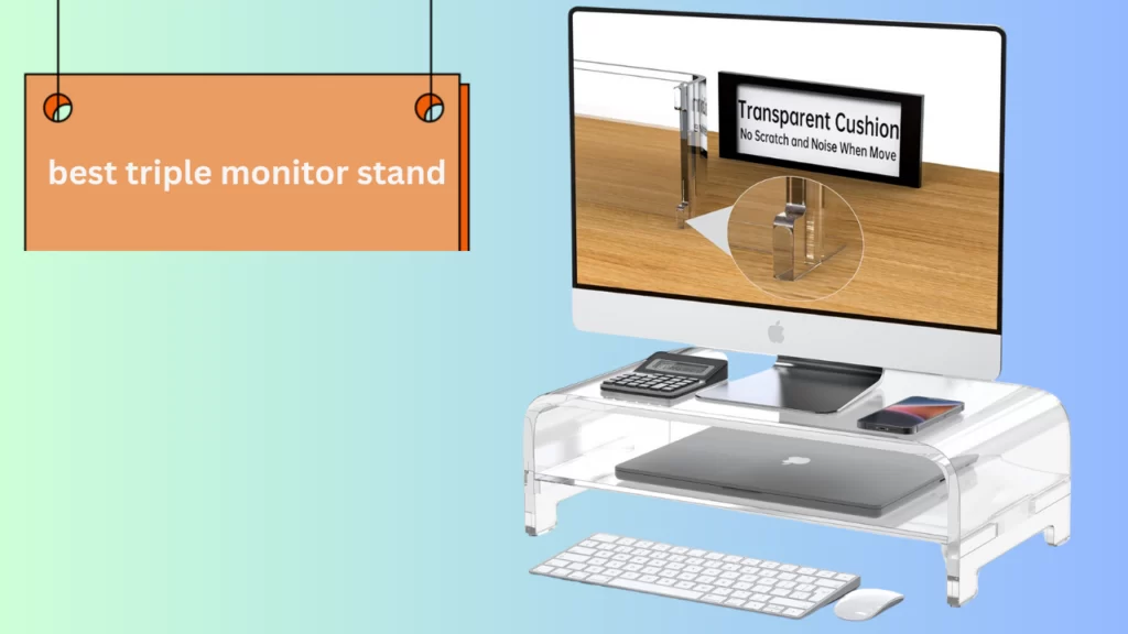 Beimu Acrylic Monitor Stand Riser Acrylic Laptop Stand Riser for 12-30" Notebook and Monitor Clear Monitor Stand Laptop Stand for Desk with Storage PC Holder Organizer Compatible with iMac MacBook