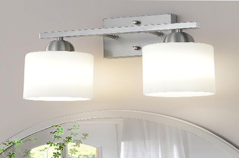 Mecgirn Stainless Steel Milk Glass Bathroom Vanity Light Over Mirror