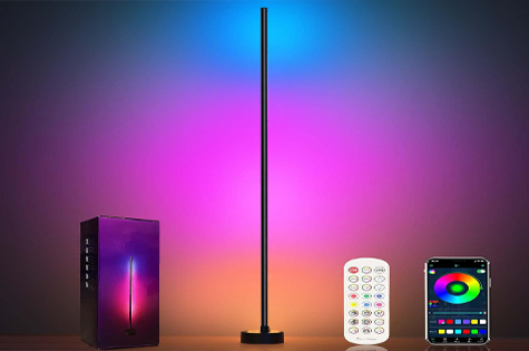 Miortior Corner Floor Lamp Smart RGB LED Corner Lamp with App and Remote Control, 16 Million Colors & 68+ Scene, Music Sync, Timer Setting Ideal for