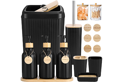 Transform-Your-Bathroom-with-the-Chic-XLHOMO-Black-Bathroom-Accessories-Set
